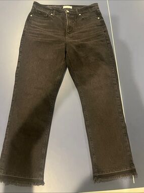 LOFT Black Ankle Crop Straight Jeans